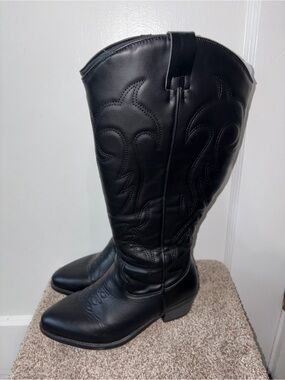 Torrid Women's Black Western Knee-High Faux Leather Boots